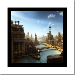 A nice view of a Steampunk City t-shirt Posters and Art